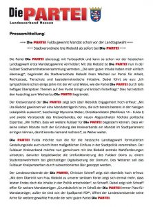 Read more about the article Mandatsgewinn für Die PARTEI